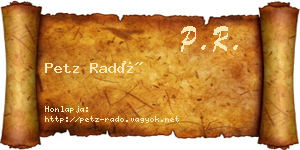 Petz Radó névjegykártya